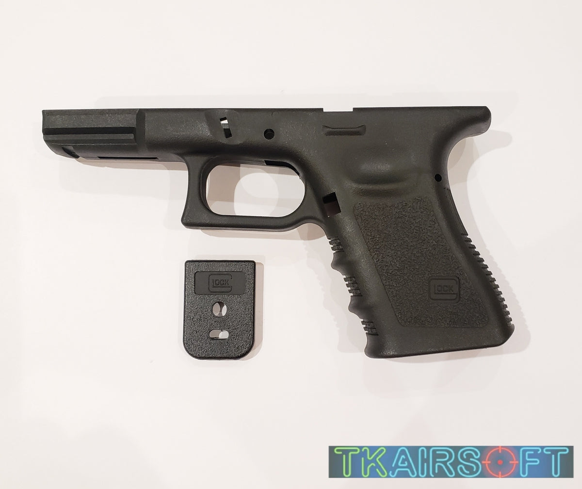 TK CUSTOM / WE G19 GEN3 LOWER FRAME & MAG BASE BK (FULL MARKING)