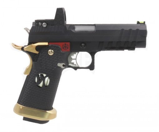 AW Custom HX2601 GBB Airsoft Pistol With Dummy Red Dot Sight ( BK / Gold )