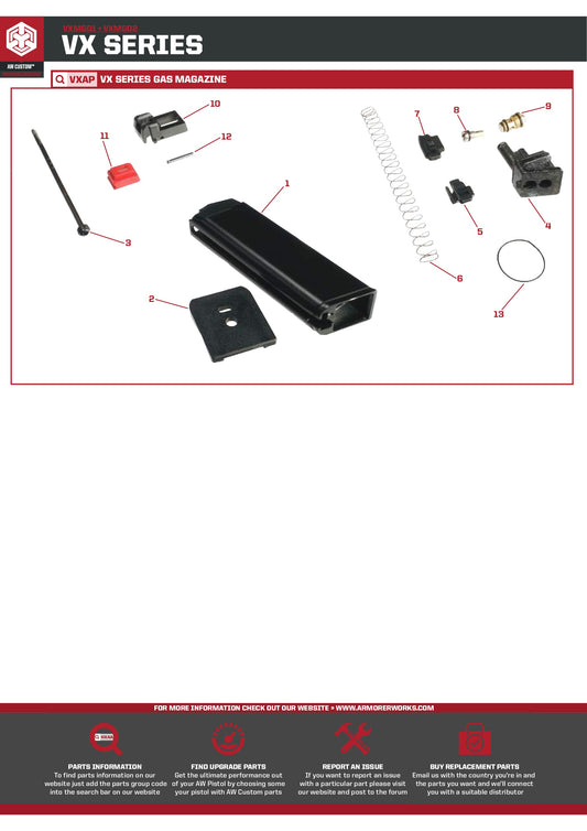 AW Custom VX Magazine Replacement Parts