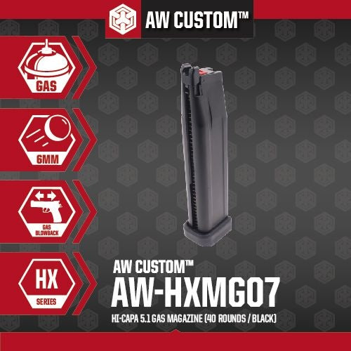 AW Custom Hi-CAPA 5.1 40rds Gas Magazine BK (AW-HXMG07)