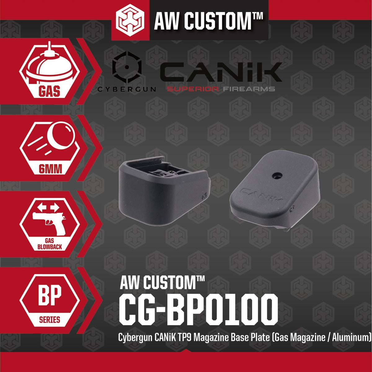Cybergun CANiK TP9 Magazine Base Plate (Gas Magazine / Aluminum)