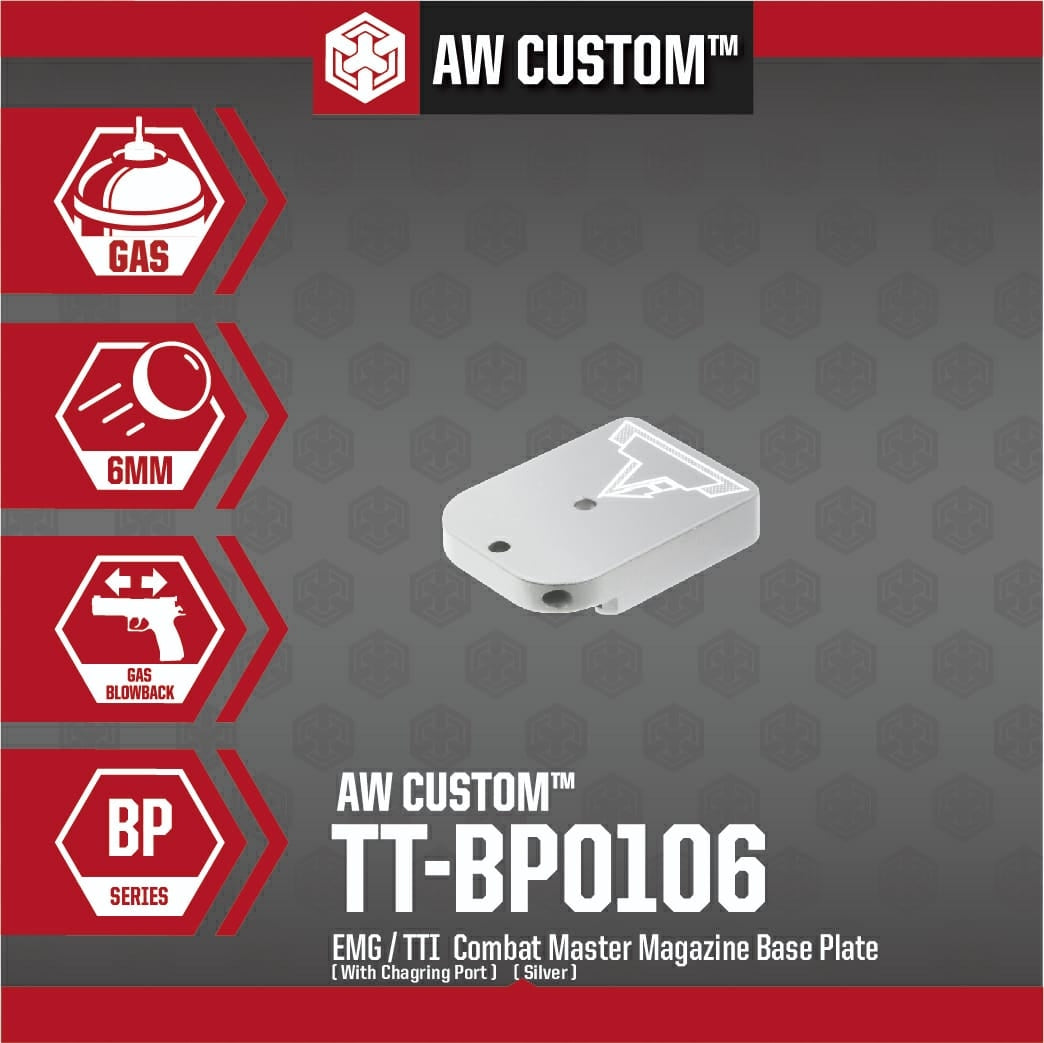 EMG / TTI COMBAT MASTER MAGAZINE BASE PLATE (WITH CHARGING PORT-SILVER)