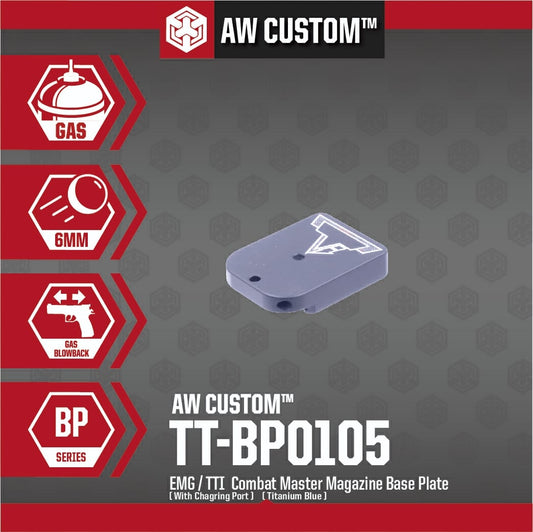 EMG / TTI COMBAT MASTER MAGAZINE BASE PLATE (WITH CHARGING PORT - TITANIUM BLUE)