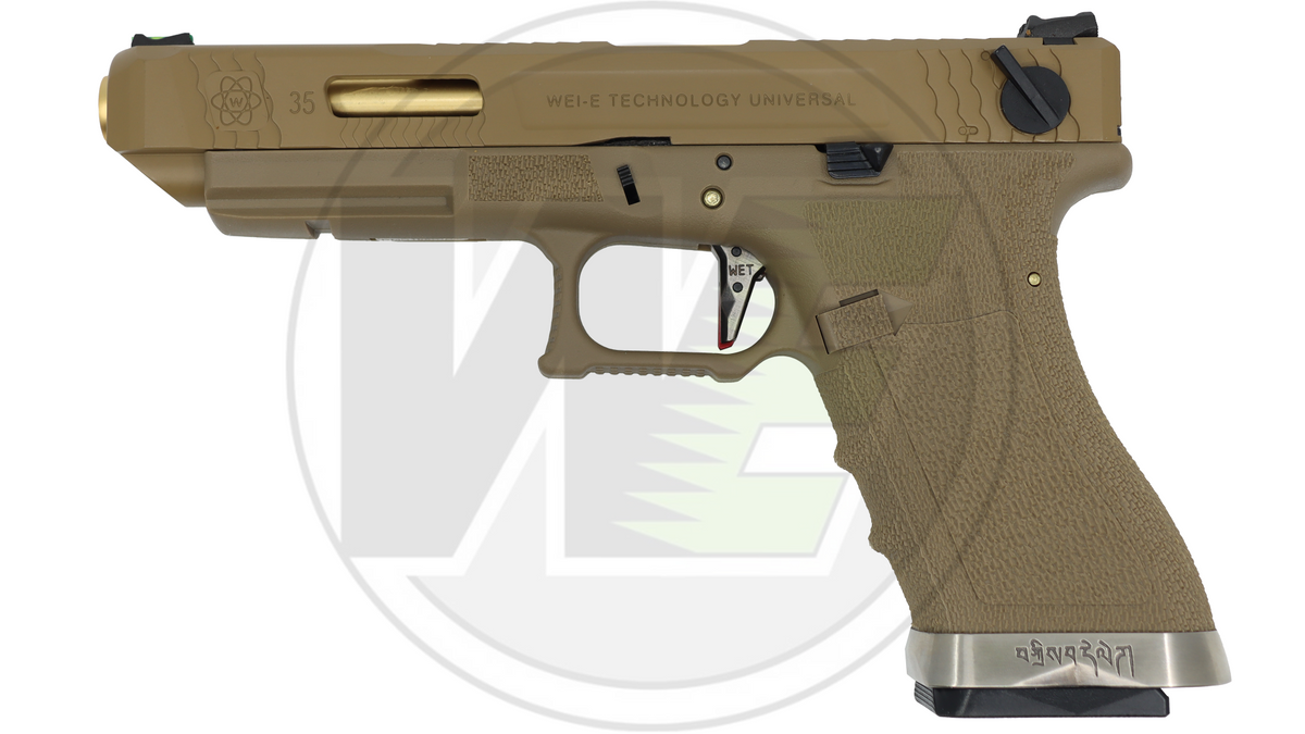 WE G35 T9 GBB Pistol ( Tan Slide / Gold Barrel / Tan Frame )
